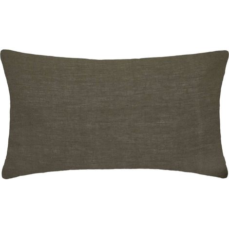 Funda de almohada Linah verde caqui - lino lavado 50x70 cm - Atmosphera créateur d'intérieur (1/3)