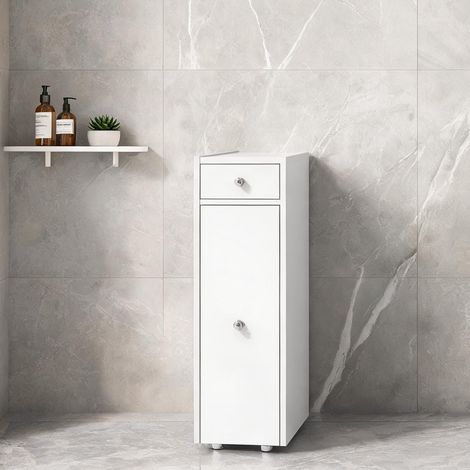 Armoire de toilette blanche 2 tiroirs MDF 48 x 16 x 58 cm (1/5)