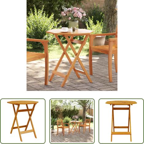 Akazienholz - Gartentisch Klappbar Ø70x75 cm Massivholz Akazie (1/5)