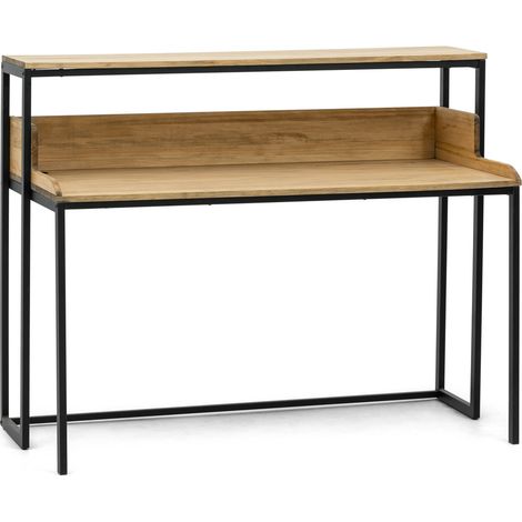 Mesa de Estudio Swindon 120x60x110cm Negra en madera maciza de pino acabado vintage estilo industrial Box Furniture (1/5)