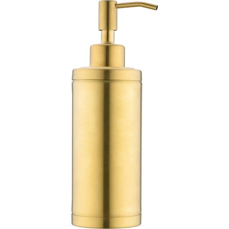 Distributeur de savon doré, pompe à savon en acier inoxydable brossé titane or, flacon de 300 ml pour cuisine et salle de bain, lotion mains et vaisselle, design comptoir robuste. (1/5)