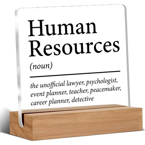 Cadeaux RH pour hommes et femmes, cadeaux d'appréciation RH pour manager, directeur, ressources humaines, panneau transparent en acrylique de bureau avec support en bois pour bureau, table et étagère (1/5)