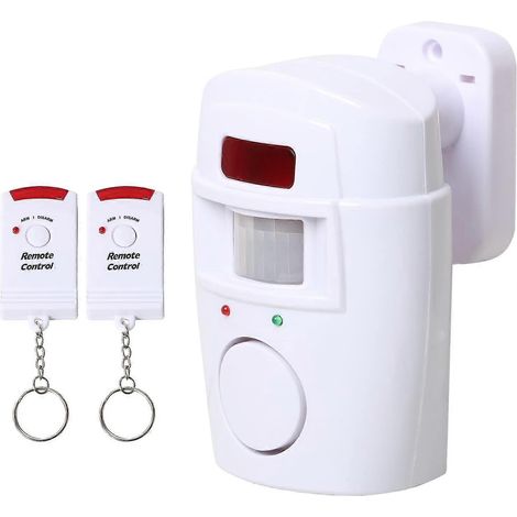 Kabelloser Bewegungsmelder-Alarm für Gartenhäuser, batteriebetrieben, für Sommerhäuser, Garagen, Wohnwagen, mit 2 Fernbedienungen