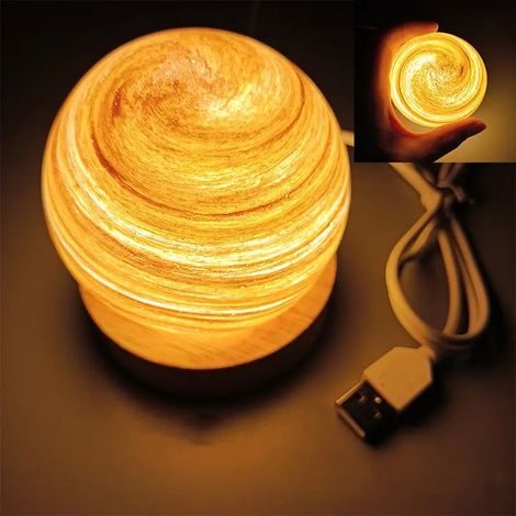 Lampe Lune 3D en verre, mini veilleuse planète alimentée par USB avec support en bois, lampe d'ambiance décorative pour enfants, filles, garçons et amis, cadeau d'anniversaire ou de Noël. (1/5)