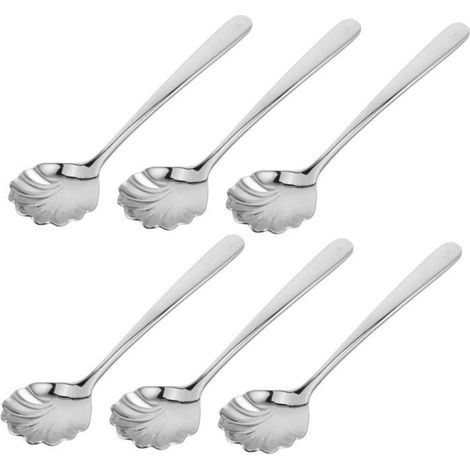 6pcs Cuillère, Acier inoxydable, Forme coquillage, Design vintage, Pour dessert et espresso (1/5)
