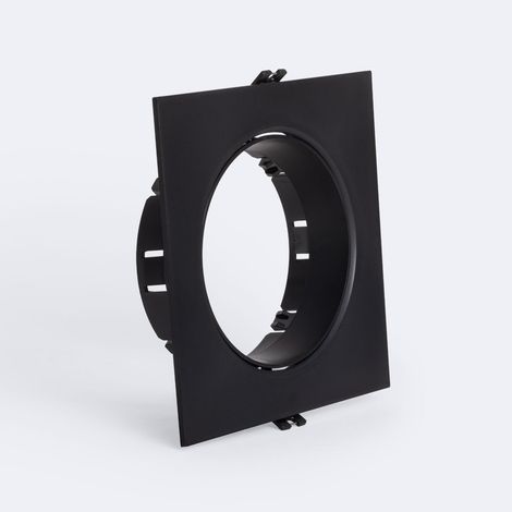 Portafaretto Downlight da Incasso Quadrato Orientabile per Lampadina LED GU10 AR111 Foro Ø135 mm Nero