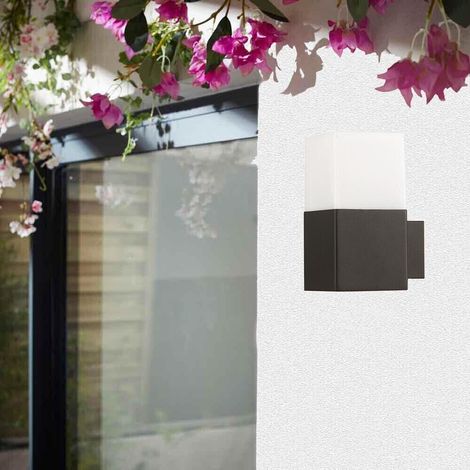Applique Lampada Da Parete Muro Interno Esterno Portalampada E27 Ip44 Cubo Nero (1/4)
