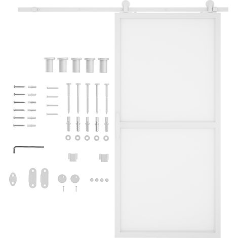 Kit Accessoires Porte Coulissante 200cm 2 Rails Guide Blanc (1/5)
