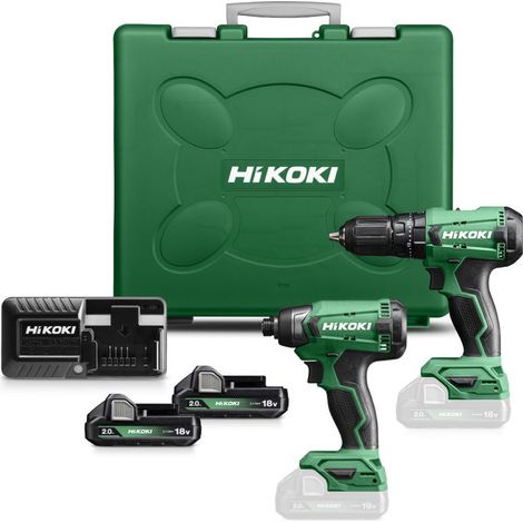 Hikoki Kit 18V: Taladro Percutor DV18DA + Atornillador Impacto WH18DA