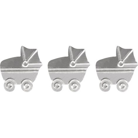 RAYHER - CARROZZINA IN METALLO CON BOLLINO ADESIVO 2,3X2,7CM 12 PZ (1/2)