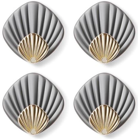 Crochet Adhésif Mural en forme de coquillage, HP004-GY Crochet Autocollant Moderne pour Salle de Bain et Cuisine, Patere porte manteau, Crocher adhesif pour mur, Lot de 4, Gris (1/5)