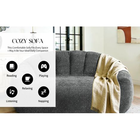 Canapé patte d'ours ciel étoilé, fauteuil poire spacieux avec accoudoirs, pouf géant rembourré pour salon et chambre, coussin inclus. (1/5)