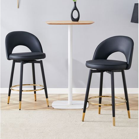Set di 2 sgabelli da bar girevoli 360°, 44 x 44 x 91,5 cm, PU nero (1/5)