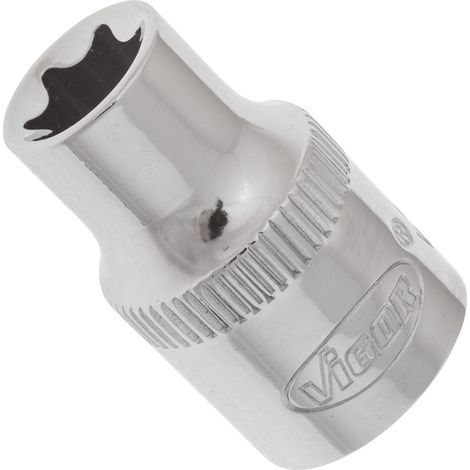 VIGOR T Steckschlüsseleinsatz, V2143N, 3/8 Zoll (10 mm) Vierkant, E Profil, SW E10 (1/3)