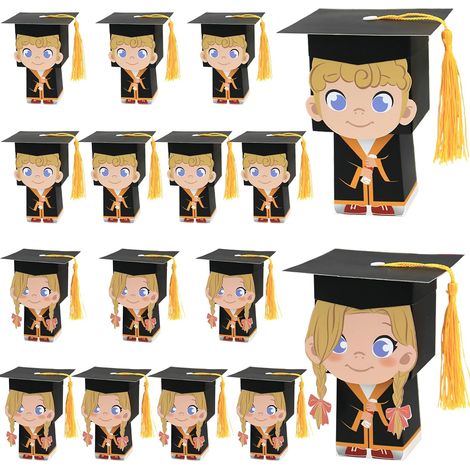 25 Pcs Graduation BoîTe De Bonbons BoîTes à Bonbons Forme Chapeau Casquette De Bonbons Graduation (1/5)