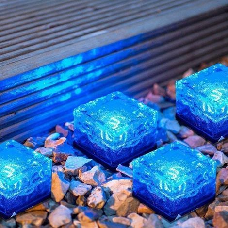 Lampes solaires à glaçons à LED Lampes solaires en brique Lampes de paysage Lumières en brique de cristal Lampes de rue extérieures étanches Décoration de piscine et de terrasse de jardin (deux pièces (1/5)