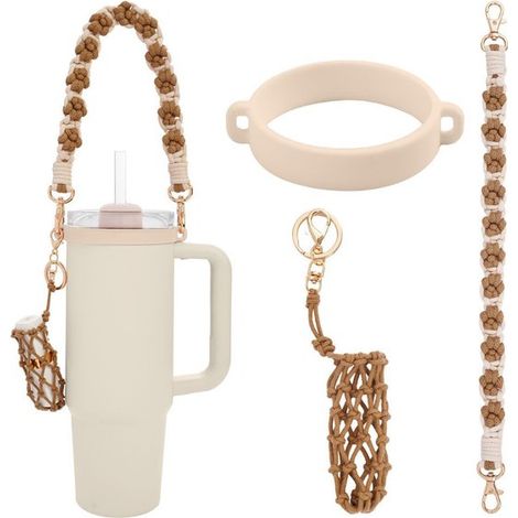 Set di accessori per tazza, tracolla, porta borraccia, tappo in silicone per cannuccia, porta rossetto, compatibile con la maggior parte delle borracce da 40 oz (40 oz). (1/4)
