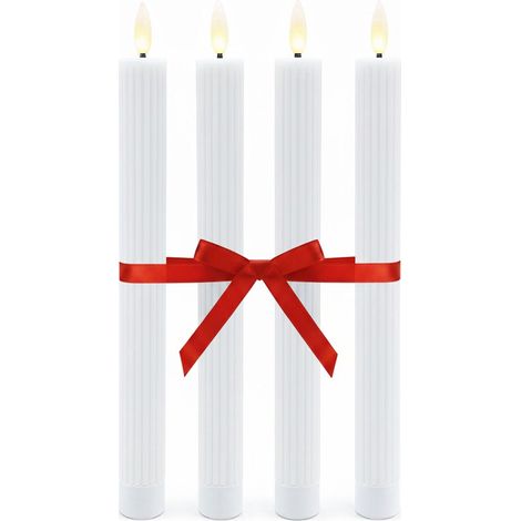 LED-Stabkerzen (flammenlos), 4er-Set mit Timer