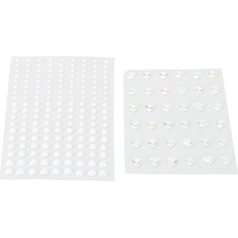 2 feuilles autocollants faux perle forme cœur strass décoration visage adhésif maquillage (1/5)