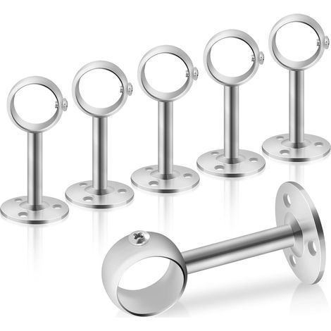 Set mit 6 deckenmontierten Gardinenstangenhalterungen – stabile, silberne Haken (1/5)