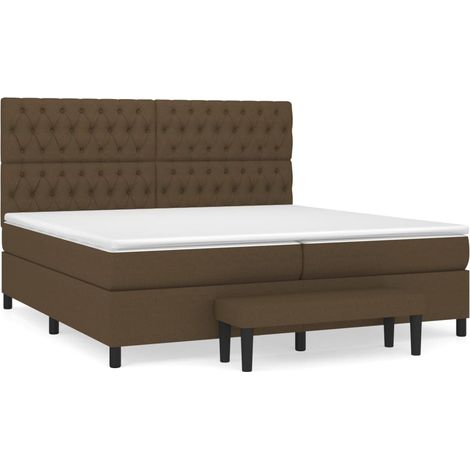 Maison Exclusive - Giroletto a Molle con Materasso Marrone Scuro 200x200cm Tessuto (1/5)