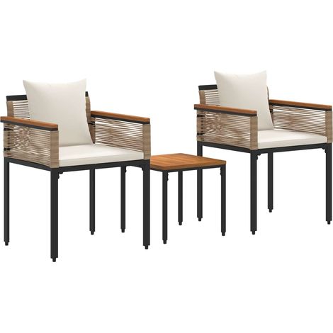 Maison Exclusive - Gartenmöbel Set mit Kissen Beige und Cremeweiß