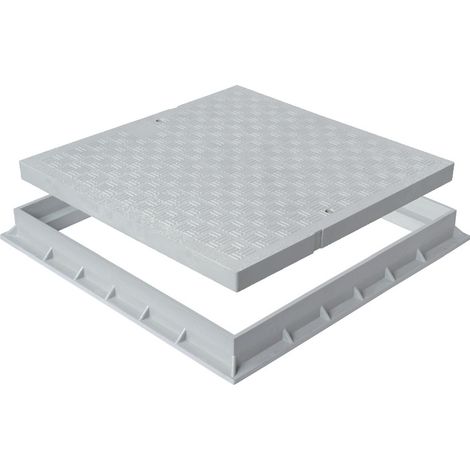 First Plast – Tampon de sol PVC léger 187 x 187 mm – Cadre anti-choc 200 x 200 mm – Résistance 11KN – Surface anti-dérapante – Pour installations électriques (1/4)