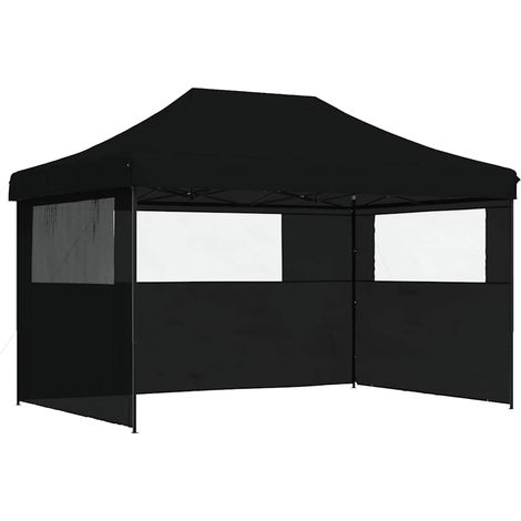 Tienda de fiesta plegable Pop-Up con 3 paredes laterales negra vidaXL