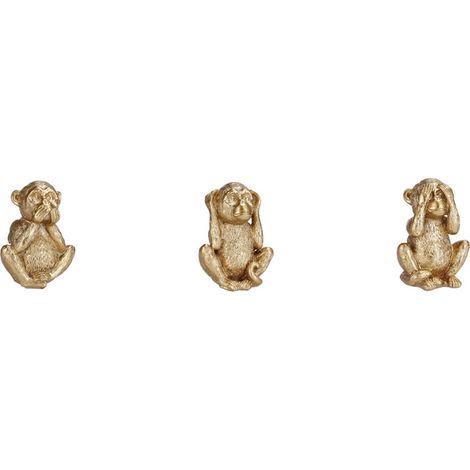 Set 3 Scimmietta Sciammia in Resina non Vedo Sento Parlo Oro 14,5 cm
