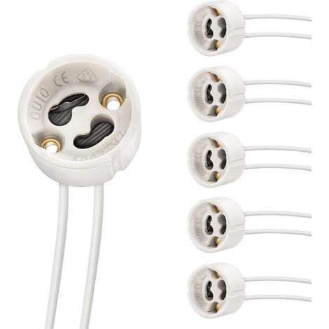 Douille GU10 Céramique - Lot de 6 - Résistance 600°C - Support Ampoule LED Halogène - Salon Cuisine Salle de Bain - Blanc