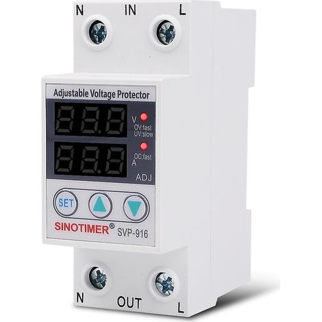 Multifunktionaler Schutzschalter mit einstellbarer Spannung, Strombegrenzung 40A 220V, automatischem Rücksetzschalter und Dual-Display.