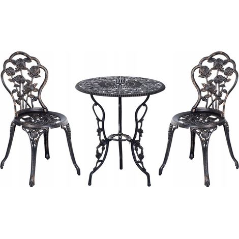 Juego de muebles de jardín Outsunny de 3 piezas: mesa y 2 sillas. (1/5)