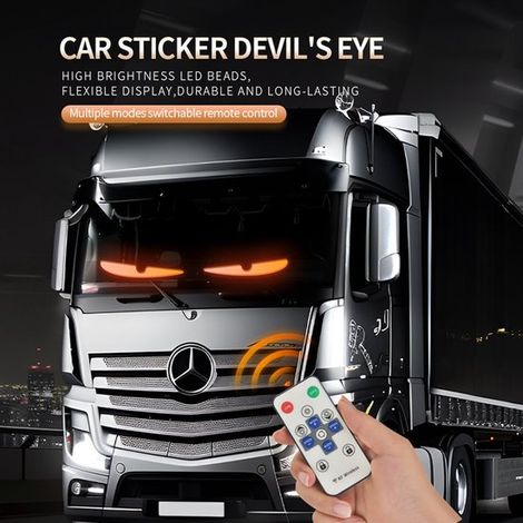 Strisce luminose a LED “Occhi del Diavolo” per auto/camion/SUV, 120 x 16,6 cm, decorazione personalizzabile per parabrezza con controllo tramite app, impermeabili IP68 (1/4)