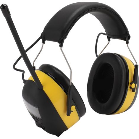 Casque antibruit électronique Bluetooth avec réduction de bruit de 30 dB, casque multimédia, protection auditive pour chantiers de construction, jaune (1/5)
