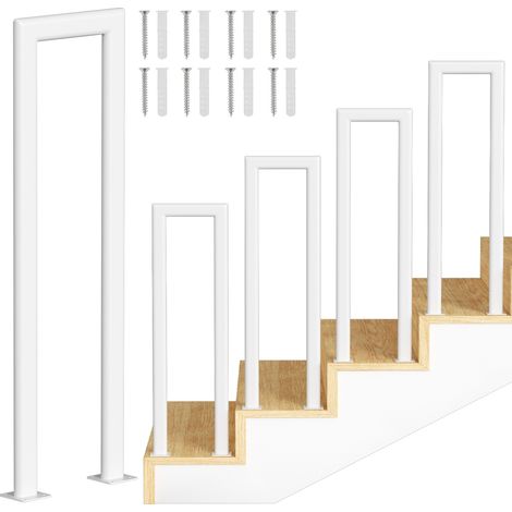 Randaco 55cm Tubo ellittico a U Bianco Ringhiera in ghisa verniciata a polvere Corrimano Scale Maniglia Tenuta sicura