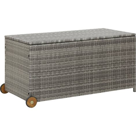 Coffre boîte meuble de jardin rangement 120 x 65 x 61 cm rotin gris clair