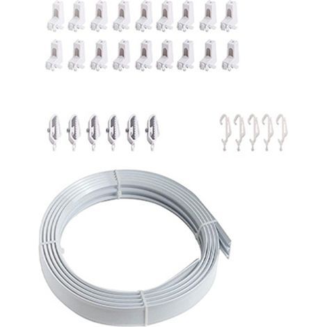 Rail flexible en PVC en forme de U de 3 mètres, spécialement fourni, pour balcon ou baie vitrée en forme de L, avec accessoires complets. (1/5)