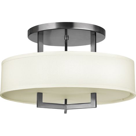 Plafoniera soggiorno lampada acrilico lino acciaio nichel D 50,8 cm 3 fiamme (1/4)