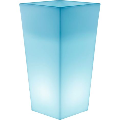 MELISA 30 Quadratischer, hoher Blumenkasten mit Licht für Pflanzen und Blumen sehr widerstandsfähig. Solarladung und wiederaufladbare Batterie. RGB-Licht. Hergestellt aus Polyethylen in Spanien. (1/5)