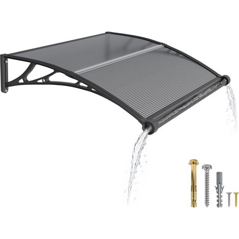 Auvent de Porte d’Entrée 100 × 100 cm, Marquise de Porte Extérieur en Polycarbonate, Abri Anti-Pluie et Anti-UV pour Maison, Balcon et Terrasse (1/5)