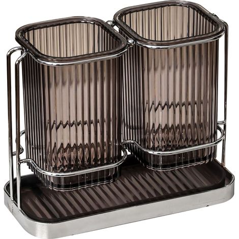 Tube à baguettes pour la maison, organiseur de baguettes de cuisine en plastique, gris argenté, pour couteaux et autres ustensiles de cuisine.