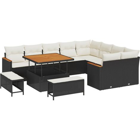 Garden Sofa Set 12 pcs Black Poly Rattan vidaXL (1/5)