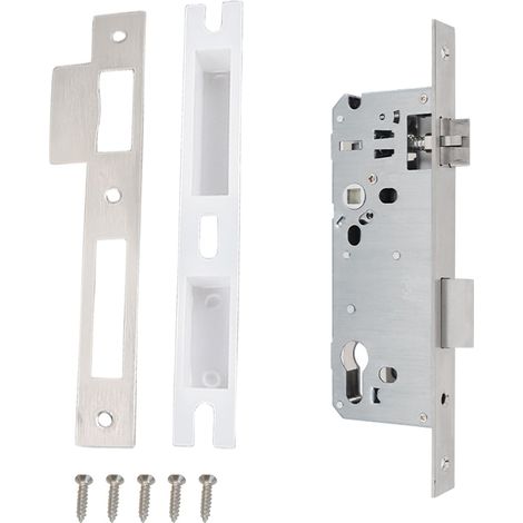 Serrure à cadre tubulaire, serrure à encastrer en aluminium, serrure de porte d'entrée, serrure pour portail de jardin, serrure à encastrer pour porte de chambre (entraxe 50 mm) (1/5)