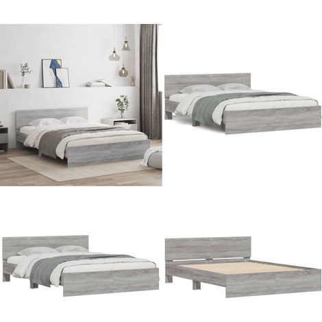 Cadre de lit sans matelas sonoma gris 140x200 cm - Cadre De Lit - Lit Double - Lit Sommier - Bois D'ingénierie - Lit Design - Home & Living