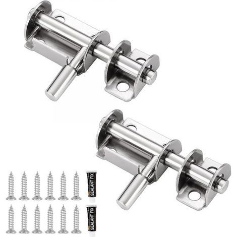 (2 Stück, silber) Türschlösser aus Edelstahl mit Schrauben, Riegel für Bad, WC, Garten, Schuppen (1/5)