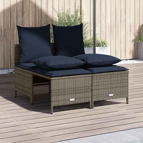 4-teiliges Gartensofa-Set mit Kissen, grau, Polyrattan (1/5)