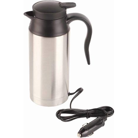 Bouilloire électrique de voiture en acier inoxydable 750 ml pour café et thé, compatible avec les thermos et les tasses chauffantes (12 V). (1/4)