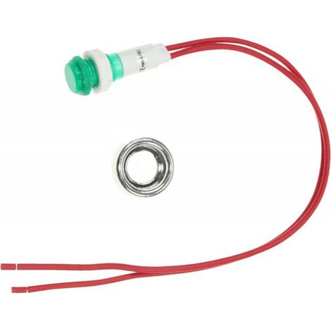 VOYANT VERT Ø 10MM + CABLE + ECROU POUR CONGELATEUR - D342065