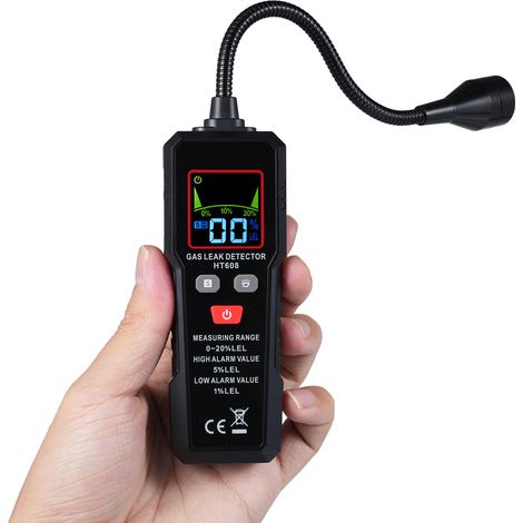 Détecteur de fuite de gaz essence, méthane, butane, éthylène avec tuyau flexible lampe torche alarme sonore et visuelle HT608 (1/5)