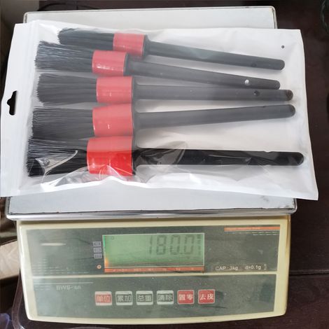 (Exklusiv in Südostasien erhältlich) Autoreinigungsbürste, Waschbürste, Bürste mit weichen Borsten, Innenraumbürste, Reifenbürste, 5-teiliges Set, rot, 5-teilige Packung (OPP-Beutelverpackung) (1/5)